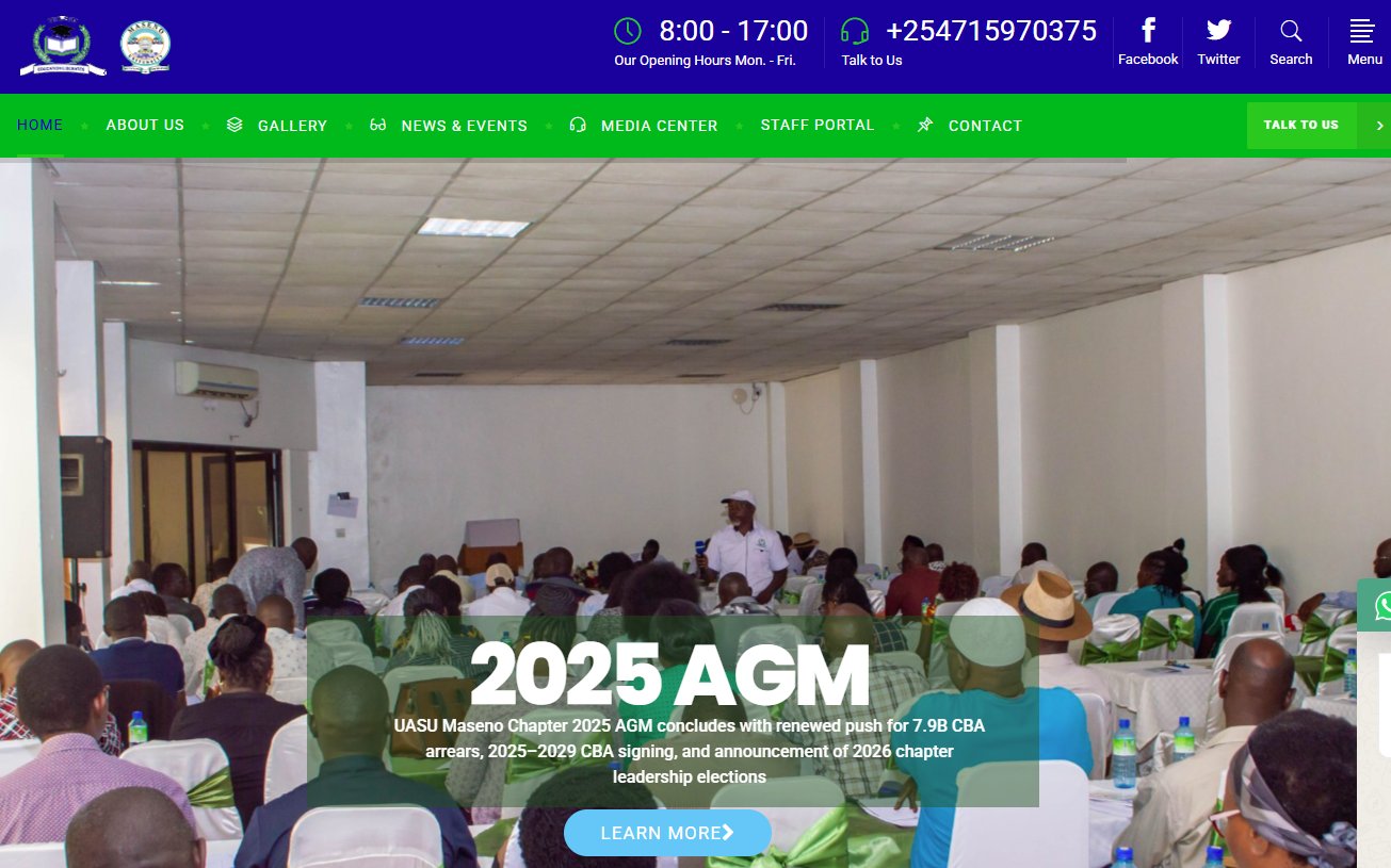 UASU Maseno Chapter website screenshot